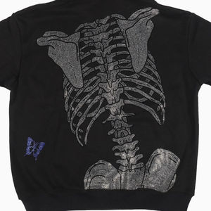 Sudadera con Capucha Corta y Holgada, Estilo Urbano, Bordado Personalizado, Tejido Grueso, Lavado Ácido, con Cierre y Pedrería, para Hombre - Product Image 5