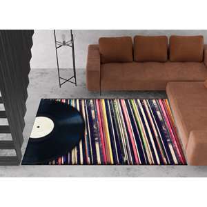Alfombra de Vinilo con Diseño de Discos: Adorno Colorido para Sala de Música Retro, con Pelo Suave - Product Image 5