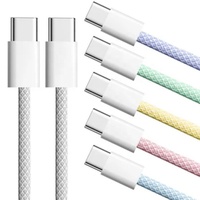 Câble de charge rapide USB-C Type-C vers Type-C 60W PD blanc, câble de données pour téléphone portable, câble de transfert de données en nylon pour iPhone 15