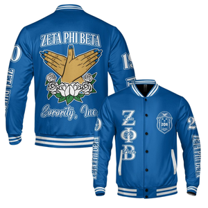 Zeta Phi Beta 1920 Sorority Blue White Founders Edition ZPB Varsity Letterman Jacket Greek Life Chenille Patch Apparel - Product Image 6