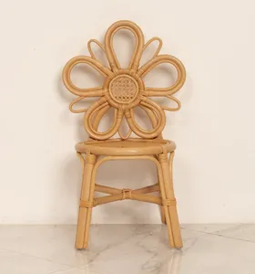 เก้าอี้หวายดอกไม้ทำมือสำหรับเด็ก เฟอร์นิเจอร์นั่งหวายธรรมชาติ น้ำหนักเบา ตกแต่งห้องเด็ก อุปกรณ์ประกอบฉากถ่ายภาพ ห้องเด็ก - Product Image 5
