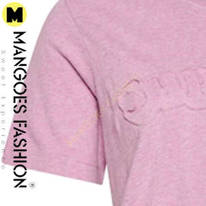 Camiseta de lona de algodón personalizada de calidad superior estampado en relieve Camiseta de manga corta Vintage de estilo Formal para mujer cómoda - Product Image 6