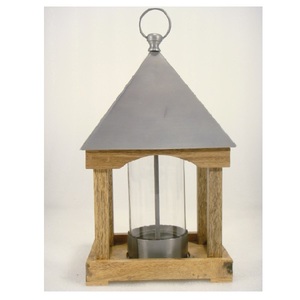 กระท่อมไม้ที่ป้อนนกทำจากนิกเกิลพร้อมหลังคาและห่วงแขวนสำหรับระเบียงในร่มที่ป้อนนก - Product Image 4