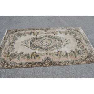 Tapis turc vintage Beige-Rose Patchwork plat tissage 3.8x6.9 pieds pour salon décor laine matériel avec support en latex 4m de largeur - Product Image 3