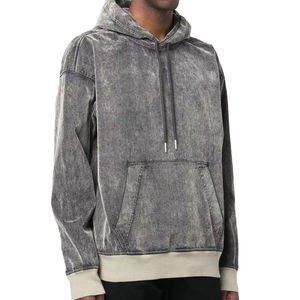 Sweat-shirts pour hommes de haute qualité, imprimé délavé à l'acide, broderie en polaire, séchage rapide, respirant, léger, 100% coton, logo personnalisé - Product Image 1