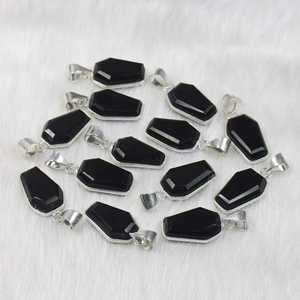 สินค้ามาใหม่จี้925สีเงินแท้จี้โลงศพสีดำโอนิกซ์ธรรมชาติเครื่องประดับแฟชั่นงานแฮนด์เมดสำหรับผู้หญิง - Product Image 1