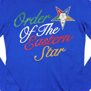 OES Camiseta azul de manga larga 100% algodón Orden de Eastern Star Shirt Custom Fraternity Sorority Apparel Bordado Comfort Top - Product Image 4