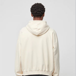 Sudadera con capucha de felpa francesa de algodón 100% de alta calidad para hombre, cremallera completa personalizada con hombros caídos para estampado de soplo para invierno - Product Image 2