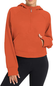 Trending Heavy <b>Weight</b> Cotton Half Zip Pullover Sweatshirts For Women <b>Stand</b> Autumn Jumper Hood Y2K Streetwear Color Block Hoodie - Product Image 3