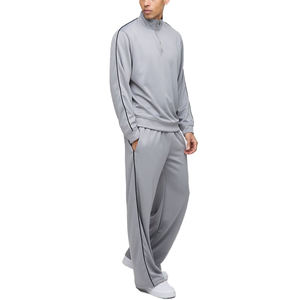 เสื้อแจ็กเก็ตสีเทาเงินสำหรับผู้ชาย, ชุดวอร์มทรงหลวมซิปครึ่งตัว - Product Image 4