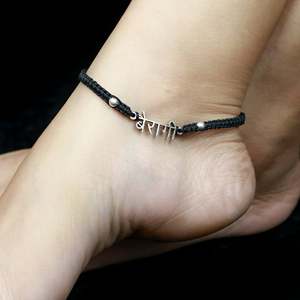 925 Silver Nazakat Bairagee Nazarbattu <b>Anklet</b> with 18K <b>Gold</b> Plating and Rhinestone Religious Style Zircon Jewelry for Gifts - Product Image 1