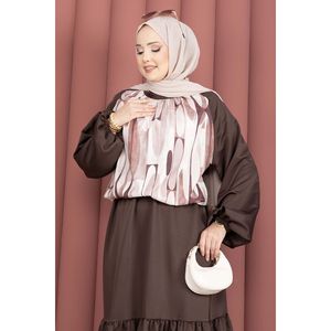 Conjunto de 2 Piezas de Satén con Falda Estampada Color Café, Estilo Formal, Top Deportivo de Mezclilla y Pantalones para Primavera/Verano, Talla XS - Product Image 2