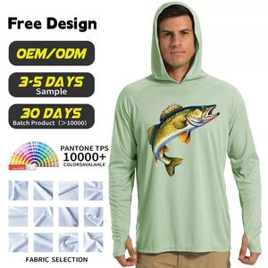 Sudadera con capucha de pesca con logotipo personalizado, impermeable, UPF50 +, protección solar, ropa de pesca, camisas de pesca de manga larga que absorben la humedad - Product Image 1