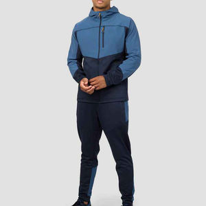 Ensemble survêtement coupe-vent en nylon personnalisé avec tissu en maille cousu, sweat-shirt et pantalon de survêtement, vestes coupe-vent pour hommes - Product Image 1