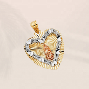 Personalizable tres tonos plateado en forma de corazón Madre María colgante joyería de moda para niños regalo de tendencia - Product Image 3