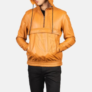 Sweat à capuche en cuir pour homme de style classique avec finition haut de gamme, confort, look élégant, doublure intérieure douce, écologique et personnalisable - Product Image 4