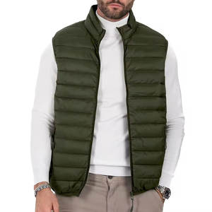 Gilet matelassé sans manches à col montant avec fermeture éclair sur le devant, logo personnalisé OEM, pour hommes, 100% polyester, respirant, séchage rapide, couleur unie - Product Image 5