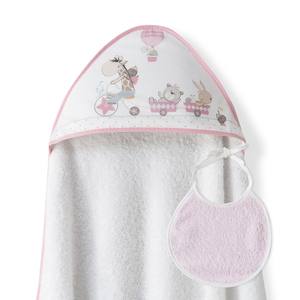 Ensemble Jirafa-Bicicleta+Baby Bib 1X1 MT. Serviette de bain pour nouveau-né, accessoires de salle de bain en tissu éponge imprimé, motif de dessin animé rose - Product Image 1