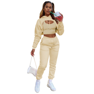Ensemble survêtement femme personnalisé, streetwear d'hiver, 3 pièces, haut court, pantalon de survêtement, jogging à capuche, survêtement - Product Image 3