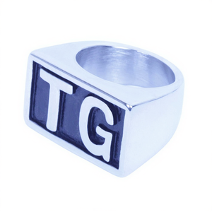 Anillo de Motero con Iniciales de Acero Inoxidable para Hombre, Talla TG 8-14 SR126, Anillos de Moda - Product Image 2