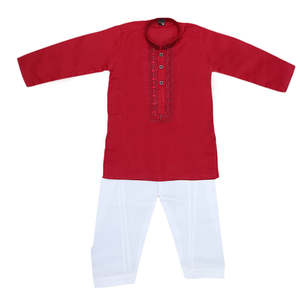 ชุดคุรตะ ชัลวาร์ปักลายสำหรับเด็กผู้ชาย - สีมารูน - Product Image 3