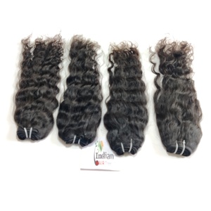 Extensiones de Cabello Humano Indio de Templo 100% Remy, Ondulado, Sin Procesamiento Químico, Sin Trenzado, Color Negro Natural - Product Image 1