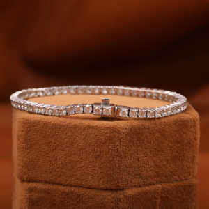 Round Cut Lab Grown Diamond Tennis Bracelet 14KT Solid White Gold Luxury Bracelet Wedding Occasional Gift for Her - Product Image 1
