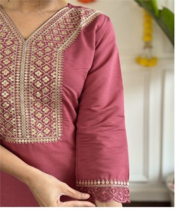 Indian Best Pure Viscose Chanderi Kurti con Pantalón elástico Mujeres Indian Nylon Dupatta para niñas Traje de fiesta disponible - Product Image 6