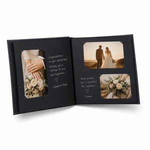 <span class=keywords><strong>Livre</strong></span> <span class=keywords><strong>d</strong></span>'<span class=keywords><strong>or</strong></span> de mariage fait main en lin noir B5, couverture rigide de haute qualité, pages en carton de 3 mm, pochette à couture centrale, <span class=keywords><strong>livre</strong></span> de signature avec dorure à chaud - Product Image 1