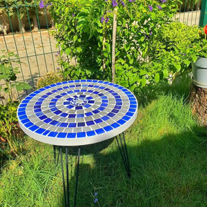 Dazzling <b>Mosaic</b> Side Table: Iridescent <b>Art</b> - Blue Coffee Table - Side Table - Livingroom Decor - Gift - Product Image 1