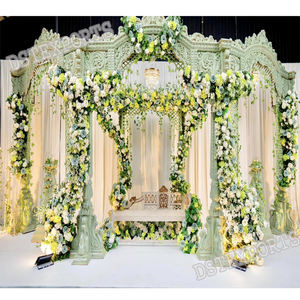Magnifique Mandap de mariage hindou en fibre dorée, Mandap de mariage traditionnel doré au Royaume-Uni, Décoration de Mandap de mariage indien moderne au Canada - Product Image 6