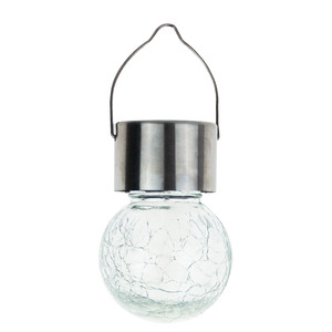 TG60452 SOLAR LED LAMP <b>GARDEN</b> GLASS DECORATIVE PENDANT LIGHT BALL <b>HOOK</b> BALCONY - Product Image 2