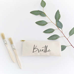Breathe Linen <b>Makeup</b> Organizer Pencil <b>Case</b> and Travel Pouch Portable with Custom Logo and Letter Pattern - Product Image 3