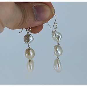 Freshwater Pearl 925 Sterling <b>Silver</b> Handmade <b>Dangle</b> <b>Earrings</b> for Women Boho Style 18K Gold Perfect Gift for Her - Product Image 5