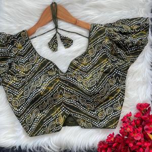 ModernBlouse material reyon cottan con V Cut patrón elegante La blusa tiene color de estampado bandhini - Product Image 2