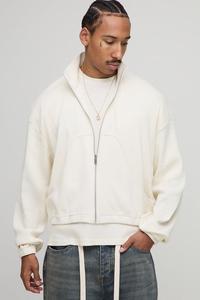 Sweat-shirt à capuche zippé en crème premium pour homme, veste streetwear surdimensionnée, polaire doux, style décontracté quotidien - Product Image 2