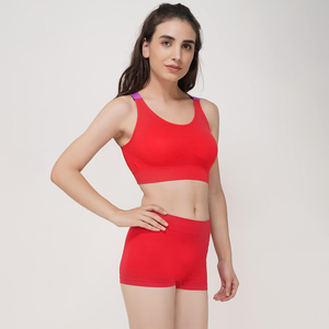 Nouvelle dame Fitness ensemble d'entraînement doux nu sentiment tissu sport soutien-gorge haut court Yoga Shorts Leggings 2 pièces ensemble pour les femmes - Product Image 1