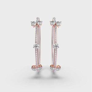 Boucles d'oreilles en or 14 carats de haute qualité avec diamants brillants cultivés en laboratoire, vente en gros |   Bijoux fins pour femmes, clarté VVS, certifiés IGI, bijoux RATAN - Product Image 2