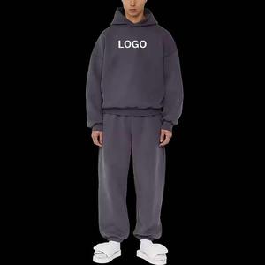 Conjunto de pantalones de chándal y sudaderas con capucha personalizadas de peso pesado Sudaderas con capucha cuadradas para hombre en blanco Chándal sin cuerdas Conjunto de sudaderas con capucha de hombro caído de gran tamaño - Product Image 5