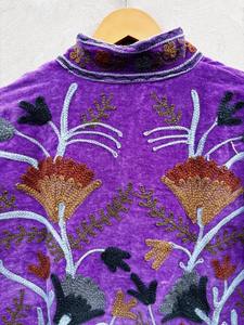 Chaqueta corta de algodón con bordado Suzani de tela suave hecha a mano para mujer, abrigo bohemio para mujer - Product Image 2