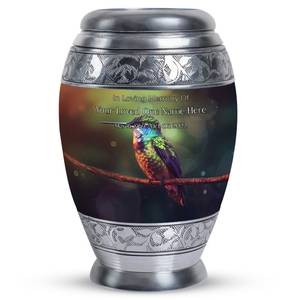 Urna de colibrí en rama para cenizas humanas Metal moderno decorativo para cenizas adultos urnas personalizadas para funeral de mamá - Product Image 1