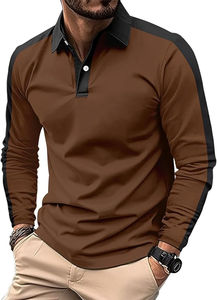 Camisetas de Polo de manga larga para hombre Camiseta de polo de algodón informal con bolsillo Camisa de golf con cuello de botón clásico con servicio OEM - Product Image 3