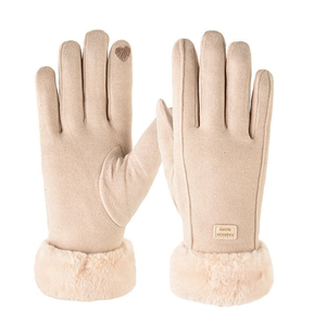 Guantes gruesos de felpa de invierno para mujer, guantes cálidos de gamuza a la moda para exteriores, guantes de conducción con pantalla táctil para mujer, mitones deportivos para ciclismo - Product Image 5