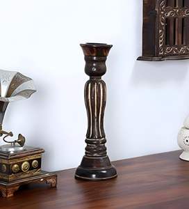 Wood <b>Candle</b> Holders <b>Set</b> of 1 Decorative Wooden Tea Light Stands for Home Decor Living Room Table Finish Color - Brown - Product Image 1