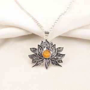 Collar Elegante Hecho a Mano con Gema de Citrino en Forma de Pera, Chapado en Oro sobre Plata de Ley 925, Regalo de Piedra de Nacimiento de Noviembre para Mujer - Product Image 6