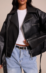 Chaqueta de Cuero para Mujer, Tejida, Transpirable, Impermeable, Diseño de Logotipo Personalizado OEM para Mujeres y Niñas - Product Image 3