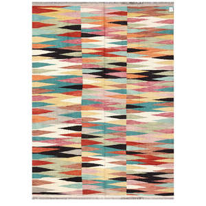 Alfombra Kilim de Maimana, Afganistán, 246 x 177 cm, Artículo Decorativo para el Hogar - Product Image 1