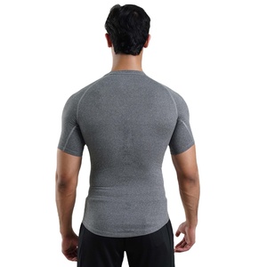 <b>Men</b> Compression T-Shirt Polyester Spandex <b>Stretch</b> Slim Fit Front Logo Gym Workout Athletic Training Quick Dry Breathable Wear - Product Image 5