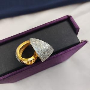 Pendientes de plata y oro pulido a la moda, pendientes elegantes para mujer para ropa de fiesta, accesorios de moda con piedra de circón para regalos - Product Image 1