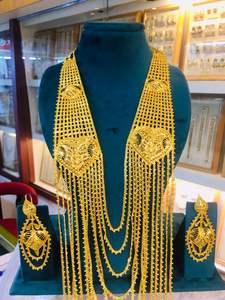 ชุดสร้อยคอเครื่องประดับแฟชั่นสไตล์วินเทจดูไบ24K ชุดต่างหูกำไลเข็มกลัดวัสดุทองแดงสำหรับบัลแกเรีย - Product Image 6